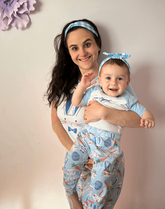 Blue Gingham Mom Headband